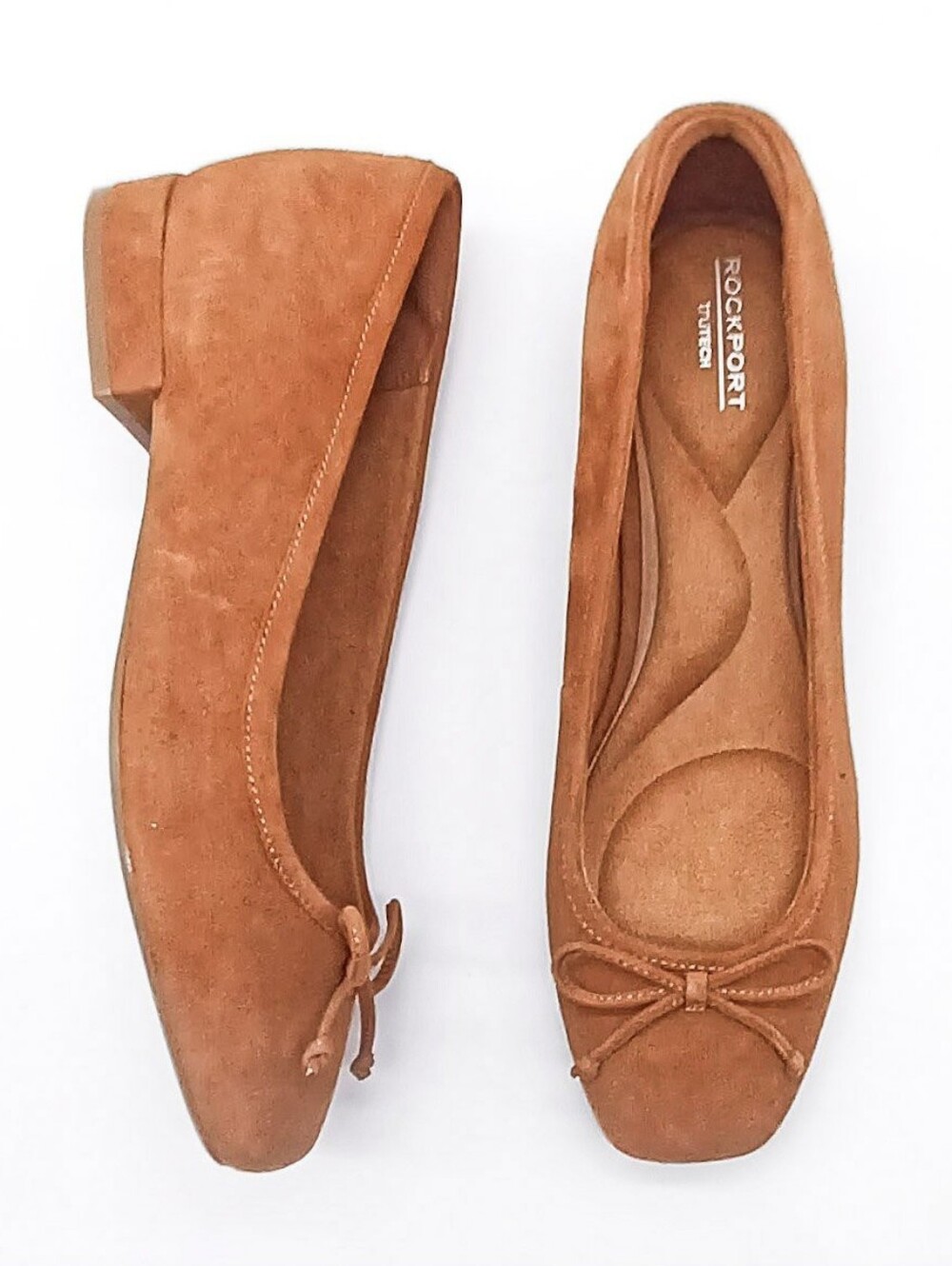 New Rockport Women's Leather Suede Sadie Ballet Flat With Block Heel 7.5